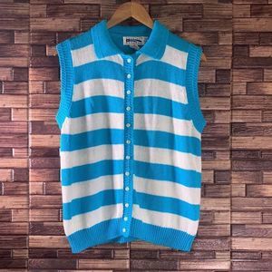 Vintage Women’s American Weekend Turquoise & White Large Sweater Vest